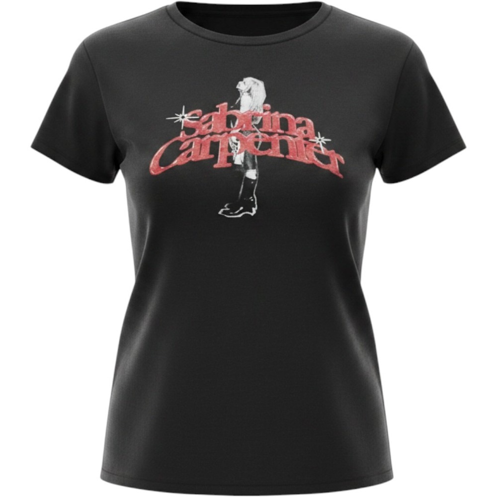 Sabrina Carpenter Graphic T-Shirt Women Large Black Red Logo Excellent Cotton